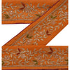 Sanskriti Vintage Sari Border Hand Beaded 1 Yard Trim Sewing Orange Deco Lace