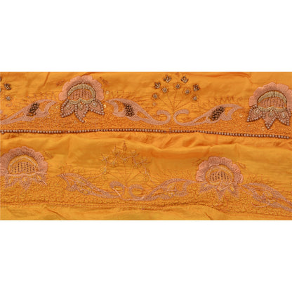 Sanskriti Vintage Sari Border Hand Beaded 1 YD Indian Trim Sewing Yellow Lace