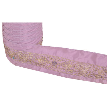 Sanskriti Vintage Sari Border Hand Beaded 1 YD Indian Trim Ribbon Purple Lace