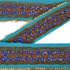 Sanskriti Vintage Sari Border Hand Beaded 1 YD Trim Craft Blue Rhinestone Lace