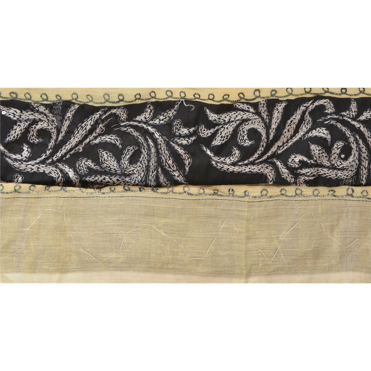 Sanskriti Vintage Sari Border Hand Embroidered Kantha 1YD Trim Sewing Craft Lace