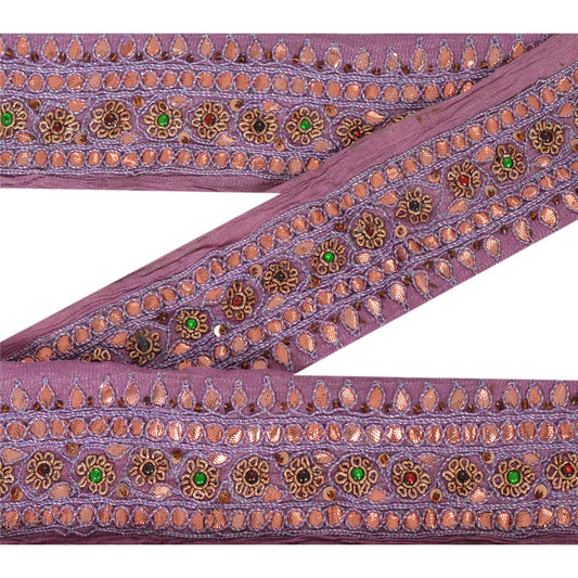 Sanskriti Vintage Sari Border Hand Beaded Woven 6YD Craft Trim Ribbon Decor Lace