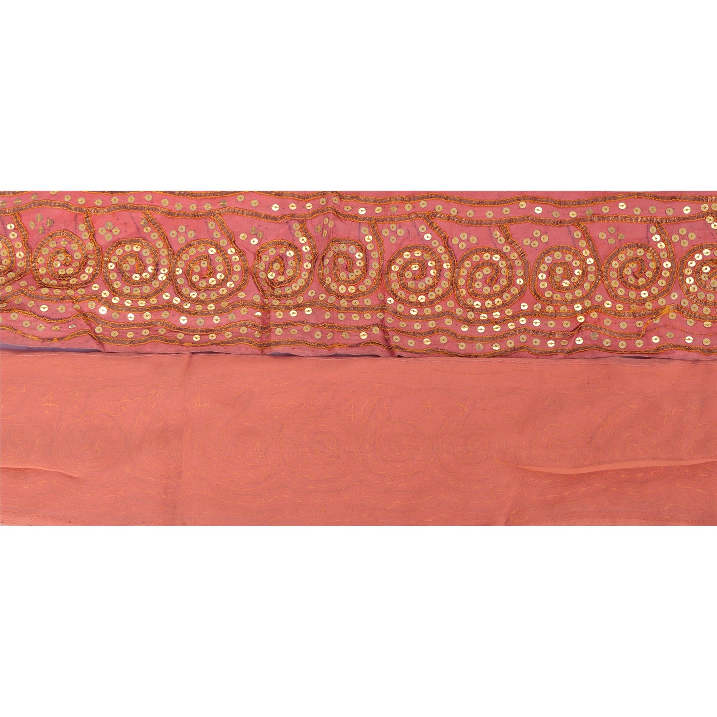 Sanskriti Vintage Pink Sari Border Hand Beaded Indian Craft Trim 1YD Sewing Lace