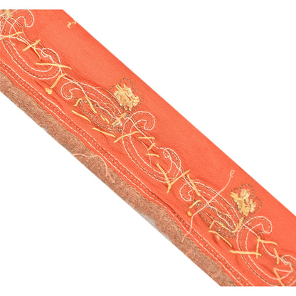 Sanskriti Vintage 1 YD Sari Border Hand Beaded Craft Trim Ribbon Peach Lace