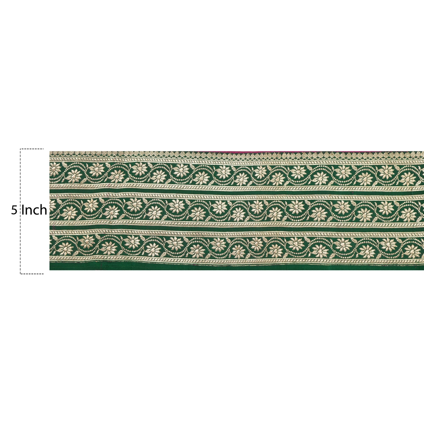 Sanskriti Vintage 1 YD Trim Sari Border Woven Brocade Craft Sewing Green Lace