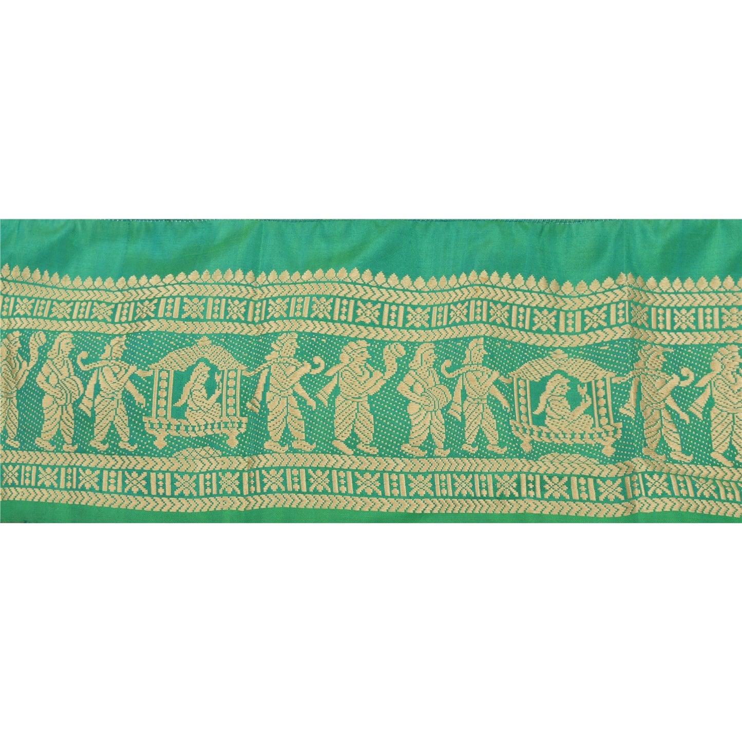 Sanskriti Vintage 1 Yard Saree Border Baluchari Craft Trim Sewing Green Lace