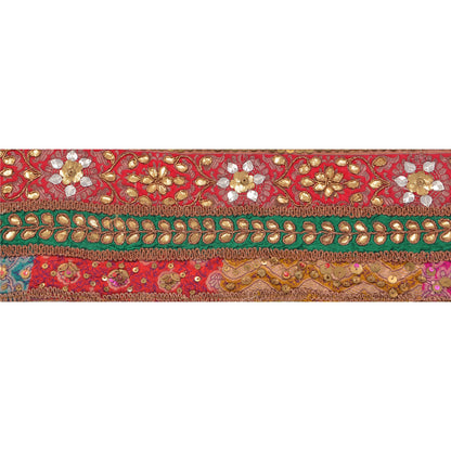 Sanskriti Vintage 1 YD Sari Border Hand Beaded Craft Trim Sewing Gota Patti Lace