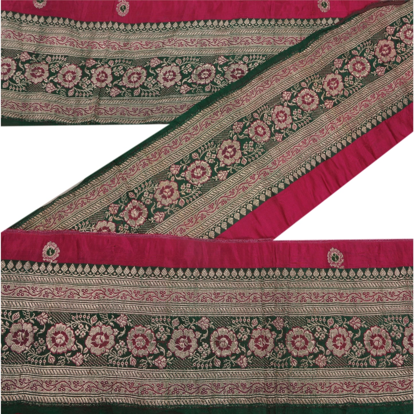 Sanskriti Vintage 1 Yard Trim Sari Border Woven Brocade Craft Sewing Zari Lace