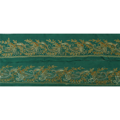 Sanskriti Vintage 1 YD Sari Border Hand Embroidered Trim Sewing Craft Green Lace