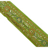 Sanskriti Vintage 1 YD Sari Border Hand Beaded Craft Trim Sewing Green Lace