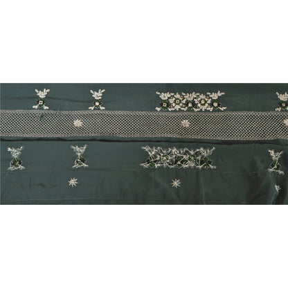 Sanskriti Vintage 5 YD Sari Border Hand Beaded Craft Trim Sewing Green Lace