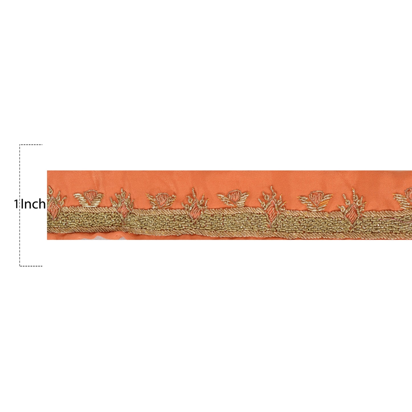 Sanskriti Vintage 1 YD Sari Border Hand Embroidered Craft Trim Ribbon Peach Lace