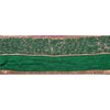 Sanskriti Vintage 1 YD Sari Border Embroidered Trim Sewing Craft Green Lace