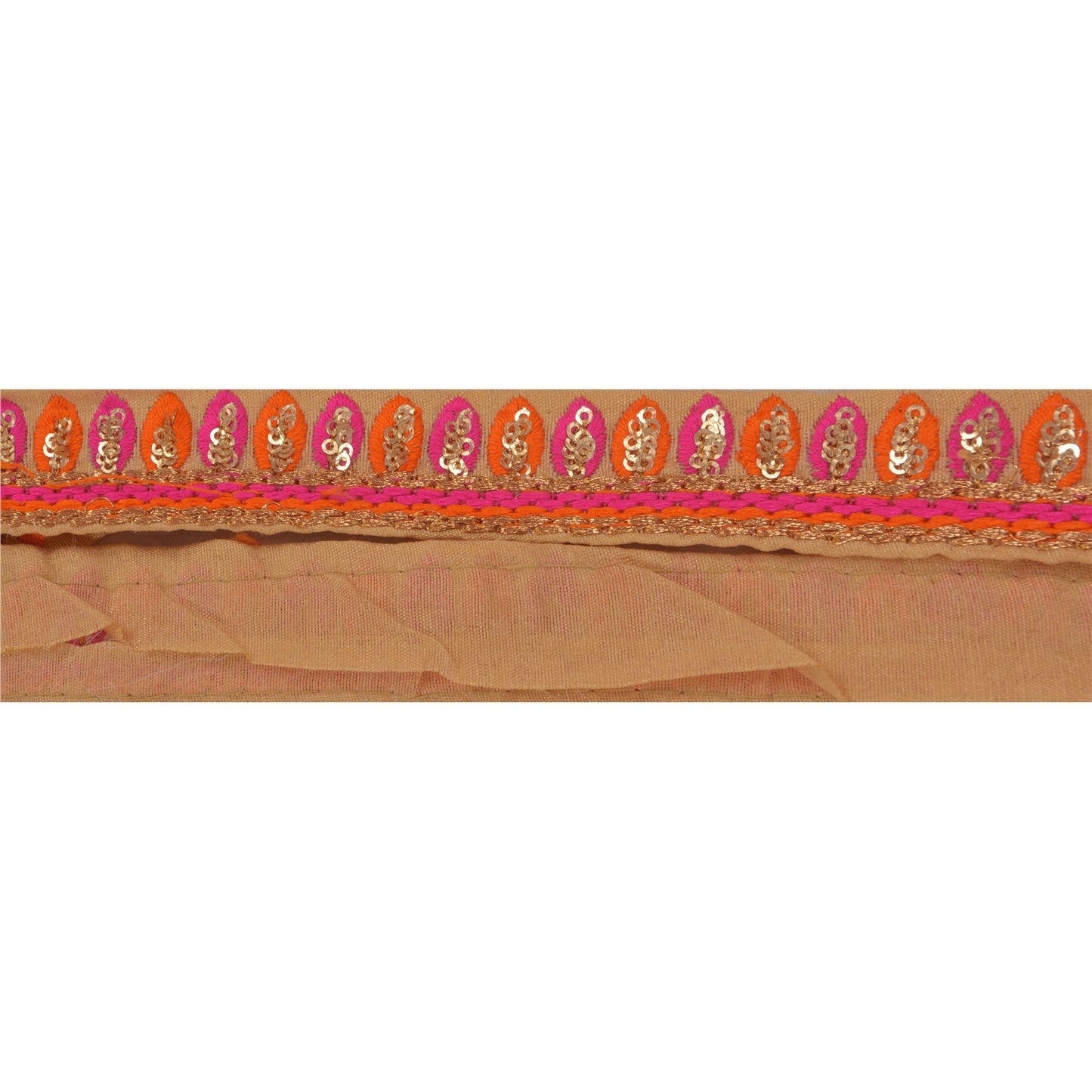 Sanskriti Vintage 1 YD Sari Border Embroidered Trim Sewing Cream Craft Lace