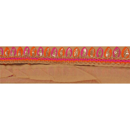 Sanskriti Vintage 1 YD Sari Border Embroidered Trim Sewing Cream Craft Lace