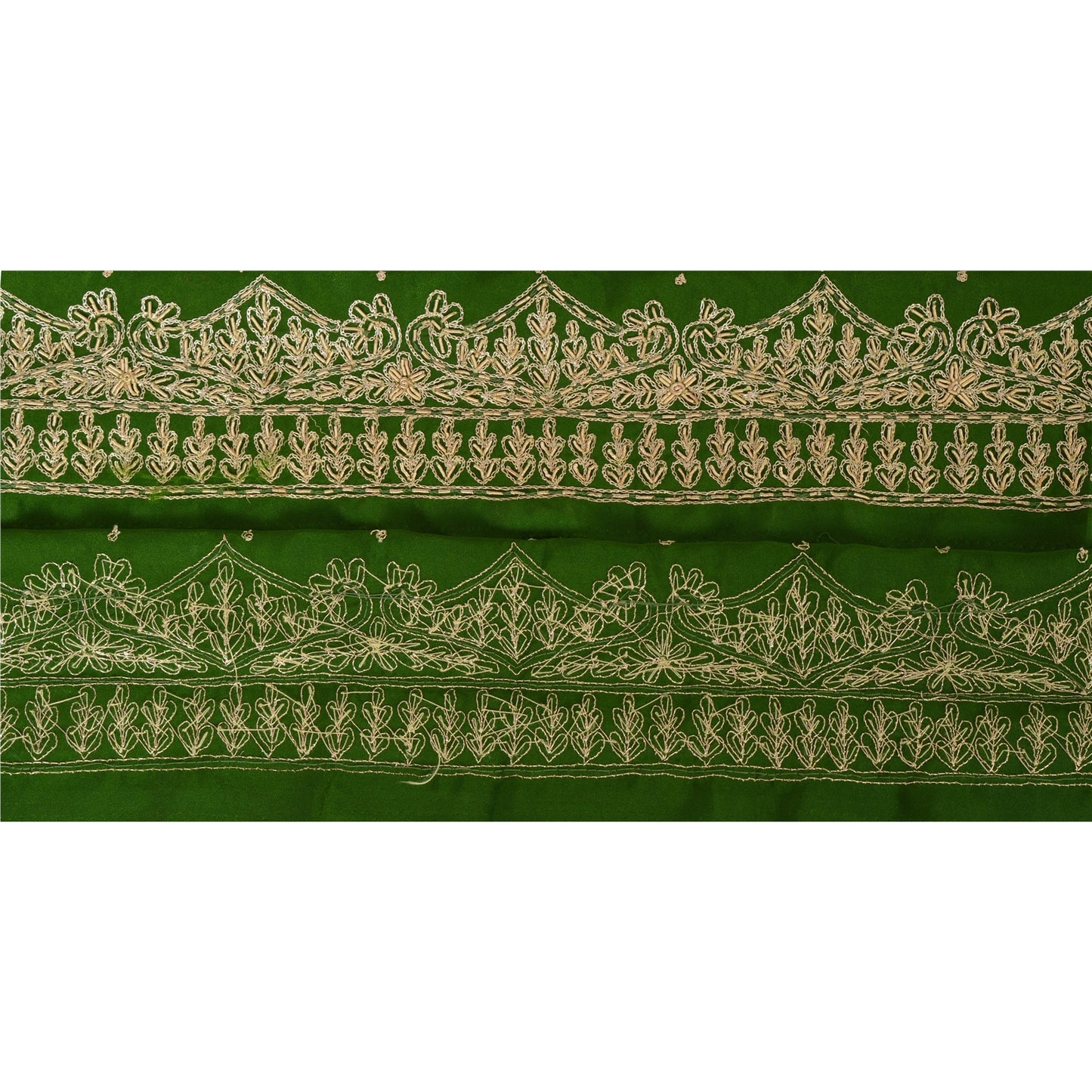 Sanskriti Vintage 1 YD Sari Border Hand Embroidered Sewing Craft Trims Lace