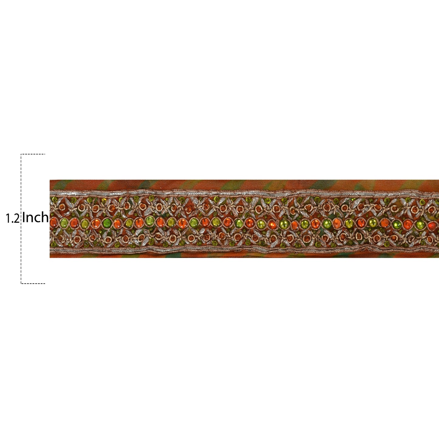 Sanskriti Vintage 1 YD Leheria Sari Border Hand Beaded Trim Sewing Craft Lace