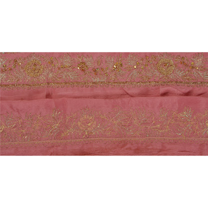 Sanskriti Vintage 1 YD Sari Border Antique Hand Beaded Trim Sewing Pink Lace