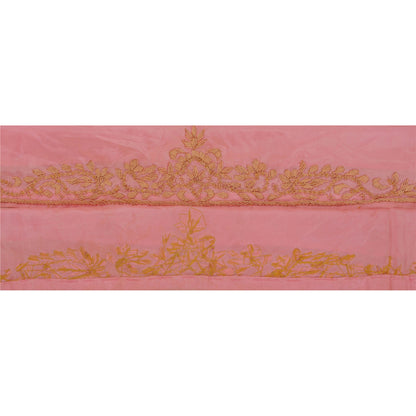 Sanskriti Vintage 1 YD Sari Border Hand Embroidered Sewing Pink Trim Craft Lace