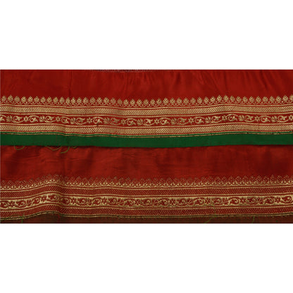 Sanskriti Vintage 1 YD Sari Border Antique Woven Brocade Trim Ribbon Green Lace