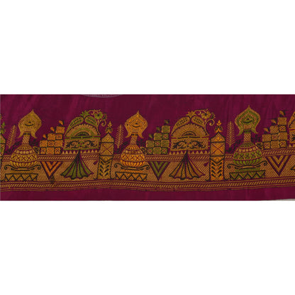 Sanskriti Vintage 1 YD Sari Border Antique Woven Trim Sewing Purple Craft Lace