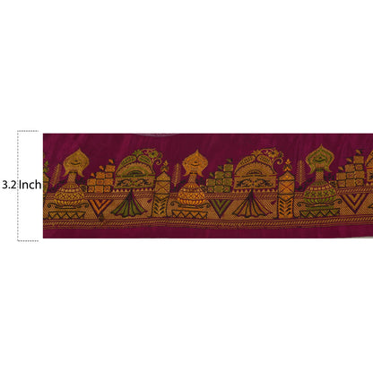 Sanskriti Vintage 1 YD Sari Border Antique Woven Trim Sewing Purple Craft Lace