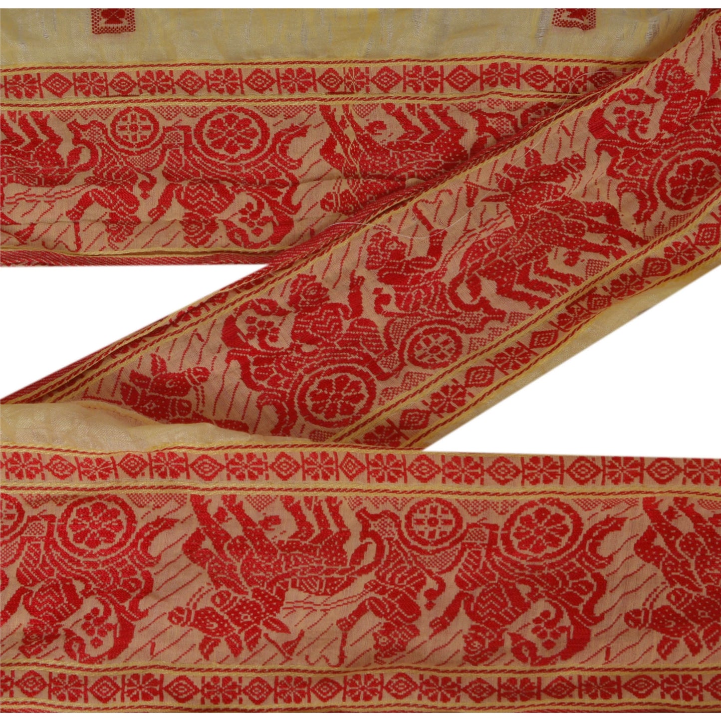 Sanskriti Vintage 1 Yard Saree Border Woven Baluchari Mythological Trim Lace