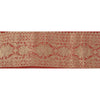 Sanskriti Vintage 1 YD Trim Sari Border Antique Woven Brocade Red Sewing Lace