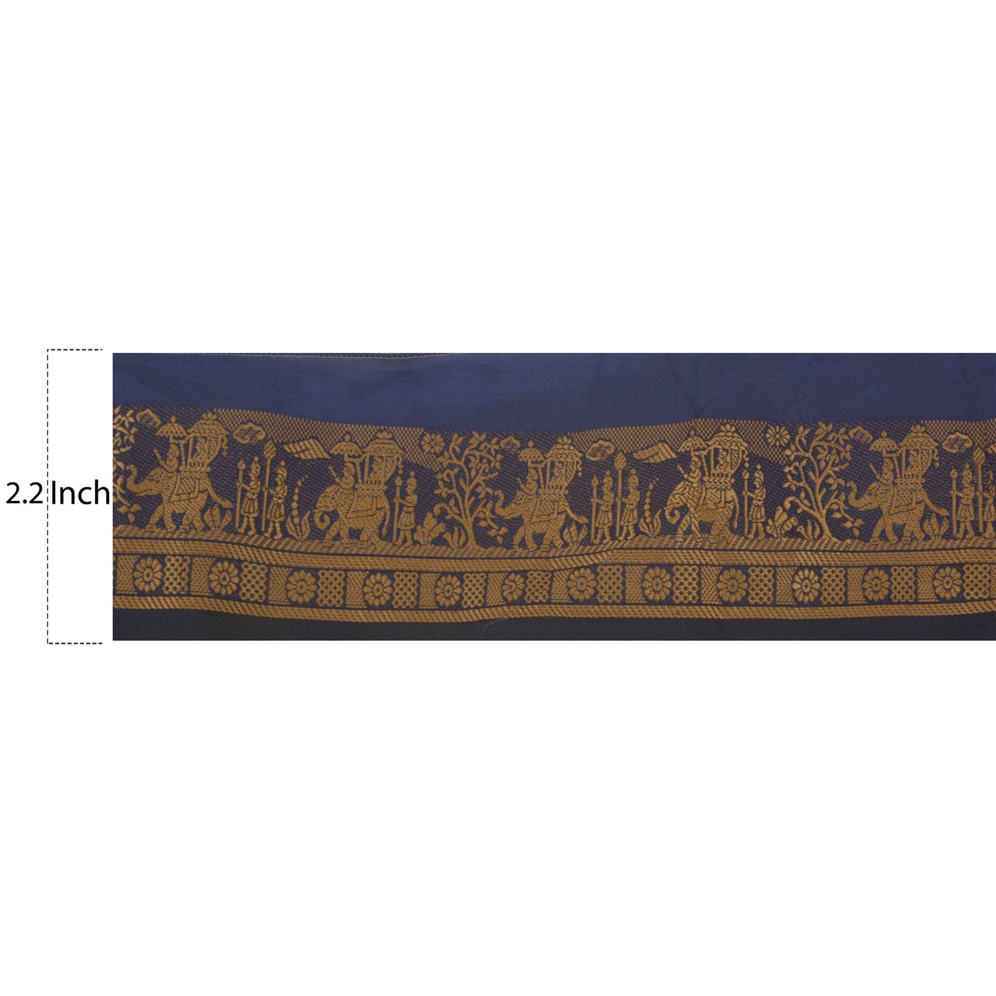 Sanskriti Vintage 1 YD Sari Border Antique Woven Baluchari Trim Sewing Blue Lace