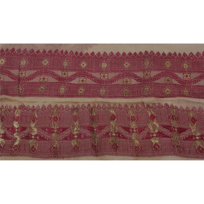 Sanskriti Vintage 1 YD Sari Border Woven Trim Sewing Cream Craft Zari Work Lace