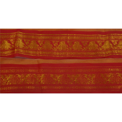 Sanskriti Vintage 1 Yard Trim Saree Border Woven Brocade Craft Sewing Red Lace