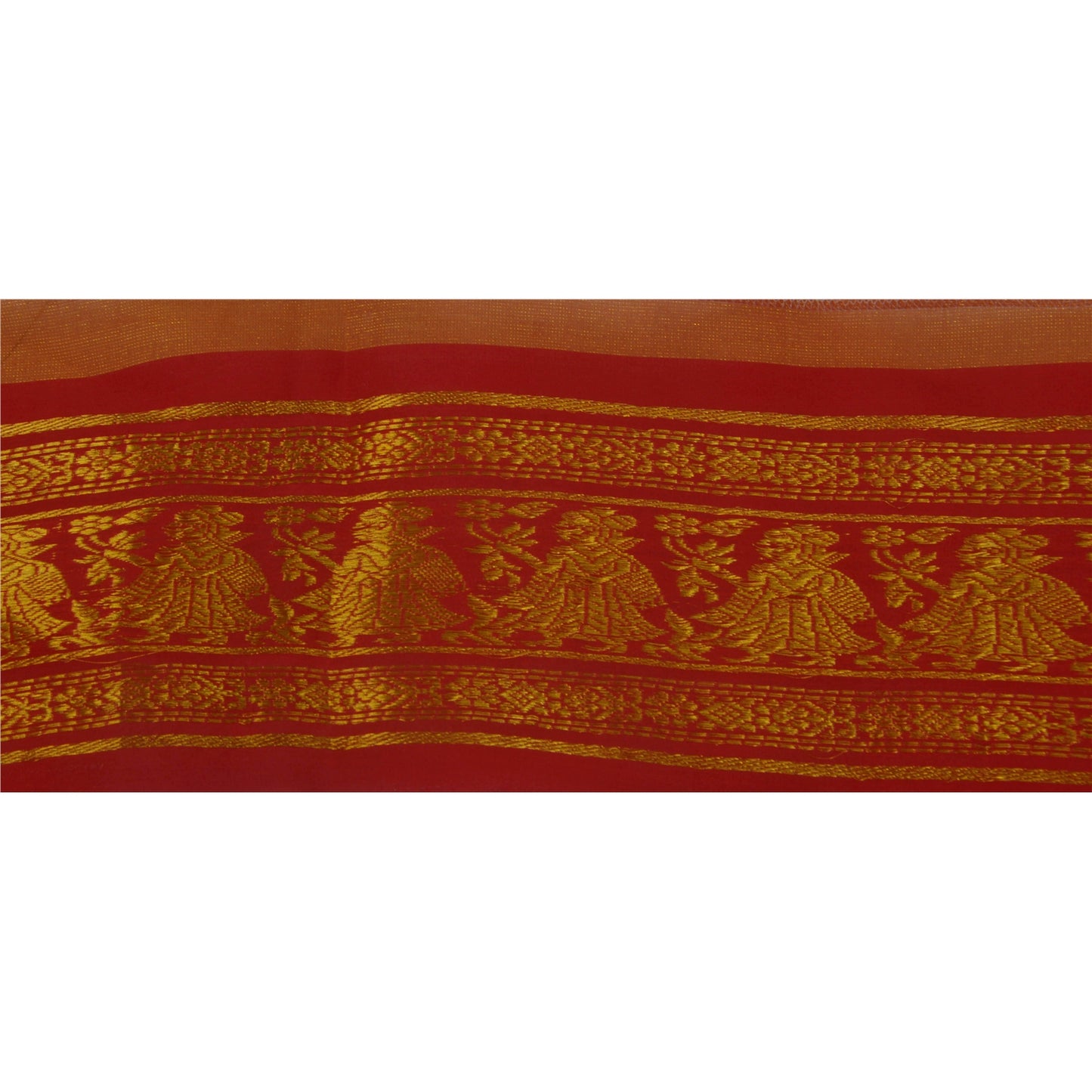 Sanskriti Vintage 1 Yard Trim Saree Border Woven Brocade Craft Sewing Red Lace