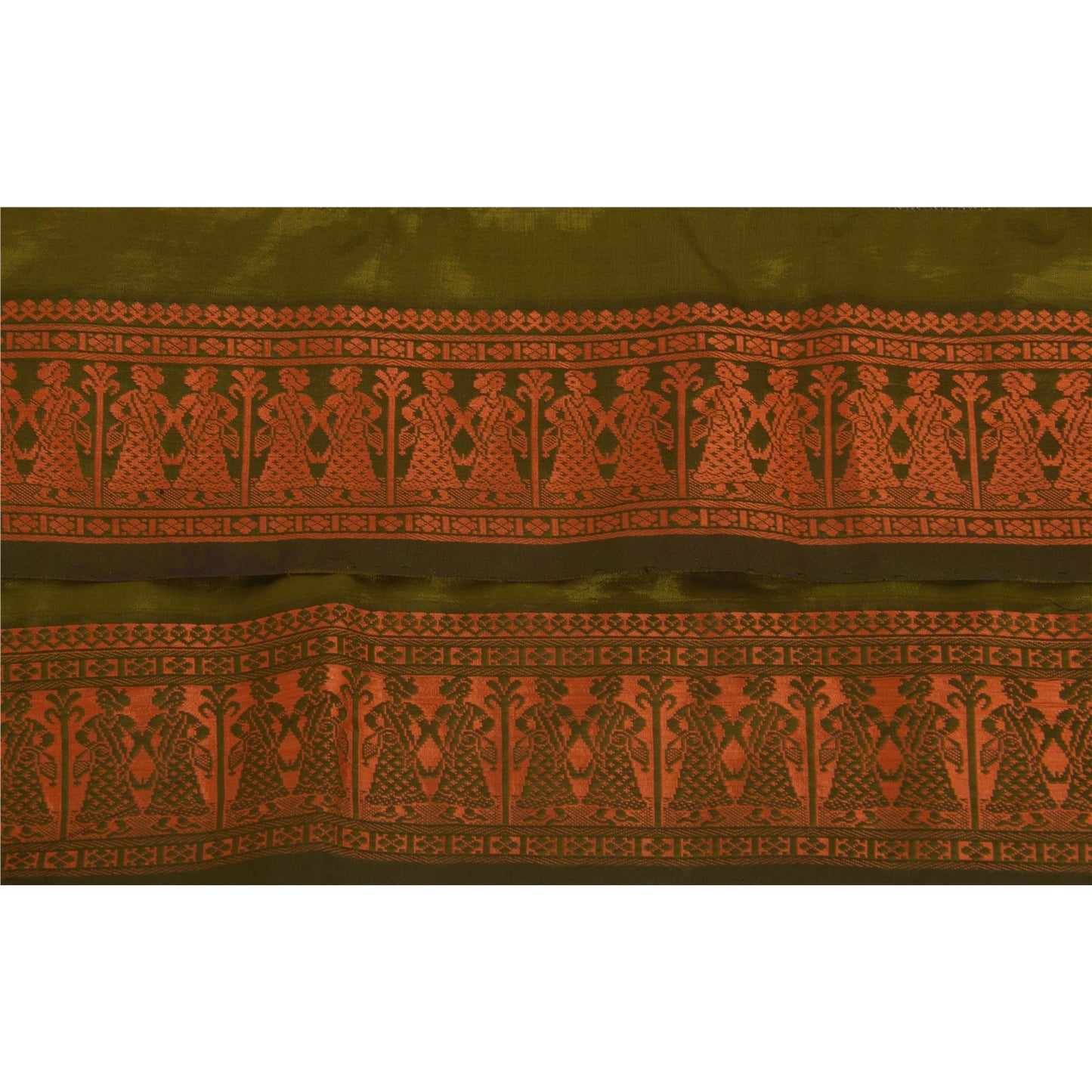 Sanskriti Vintage 1 Yard Sari Border Baluchari Trim Sewing Green Craft Lace