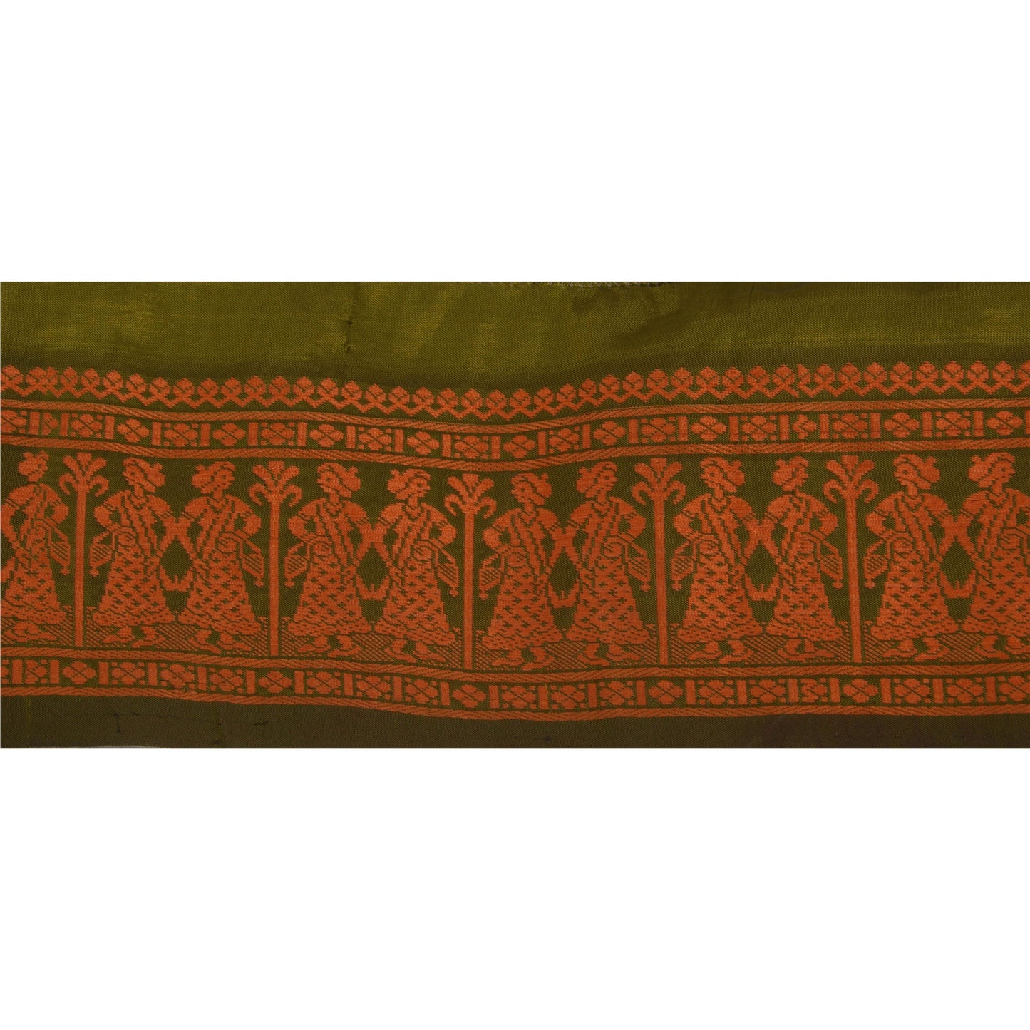 Sanskriti Vintage 1 YD Sari Border Baluchari Trim Sewing Green Craft Lace