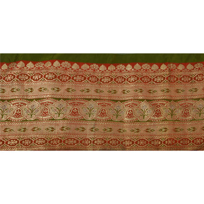 Sanskriti Vintage 1 Yard Trim Sari Border Antique Woven Brocade Craft Green Lace