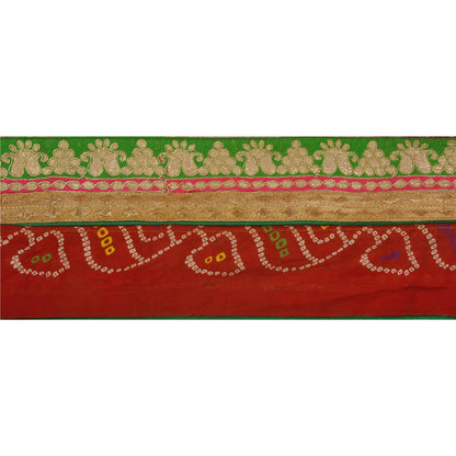 Sanskriti Vintage 1 YD Bandhani Sari Border Embroidered Sewing Craft Trim Lace