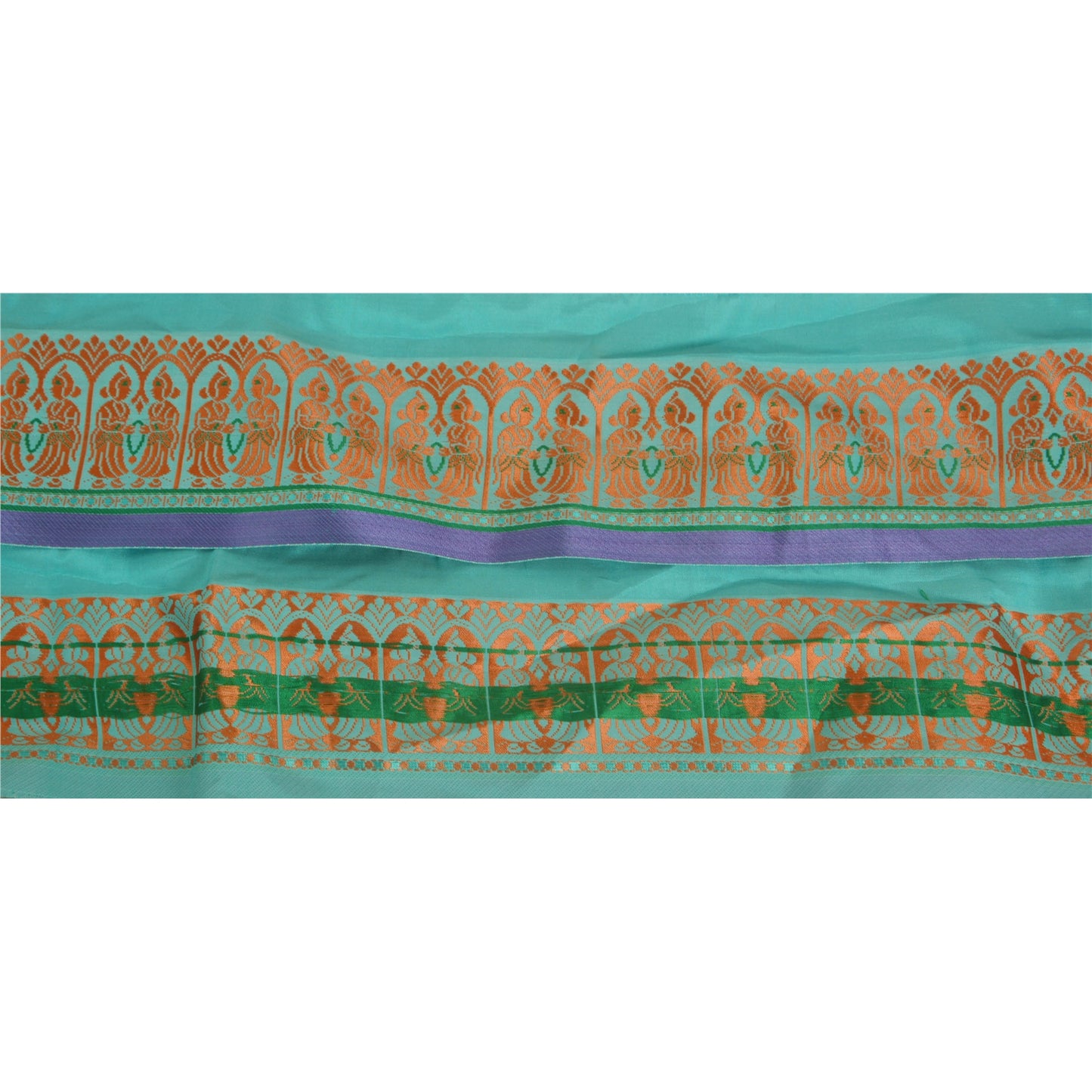 Sanskriti Vintage 1 YD Sari Border Woven Trim Sewing Turquoise Craft Lace