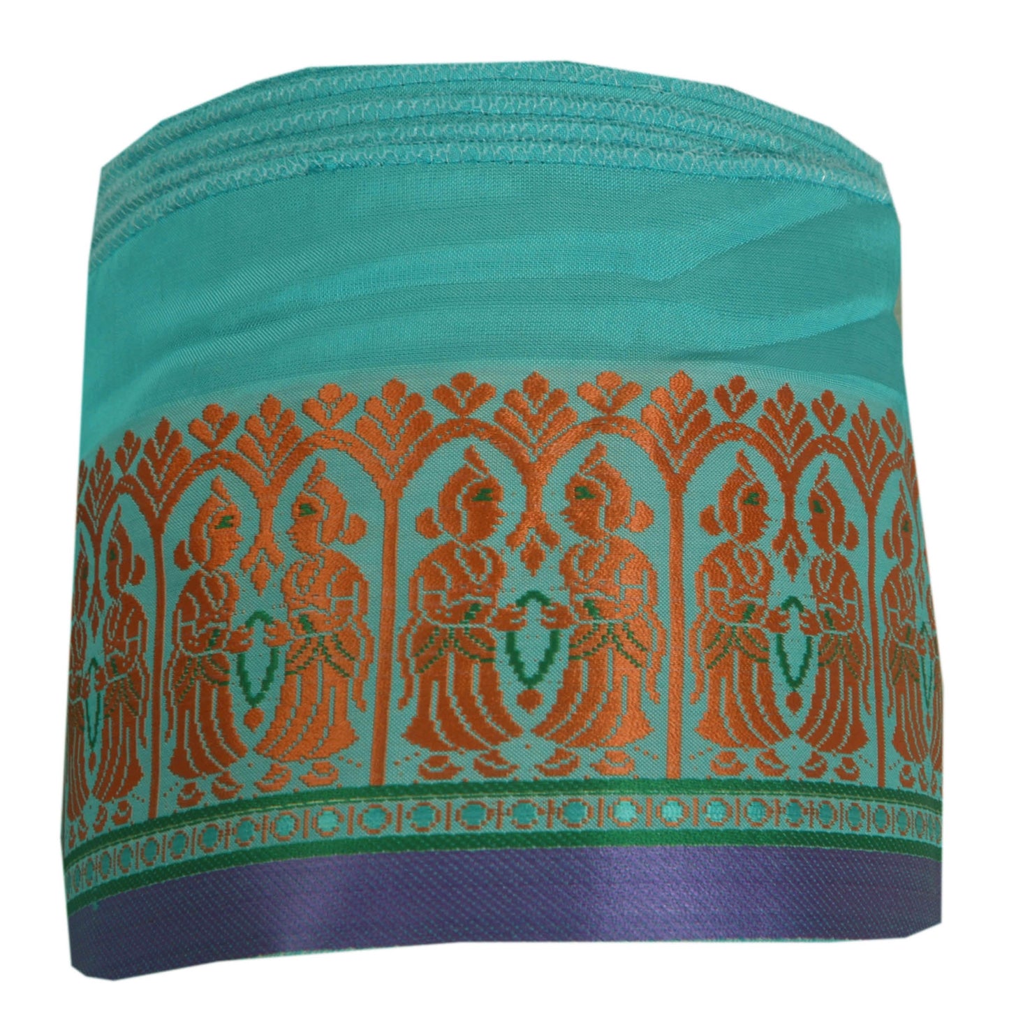 Sanskriti Vintage 1 YD Sari Border Woven Trim Sewing Turquoise Craft Lace