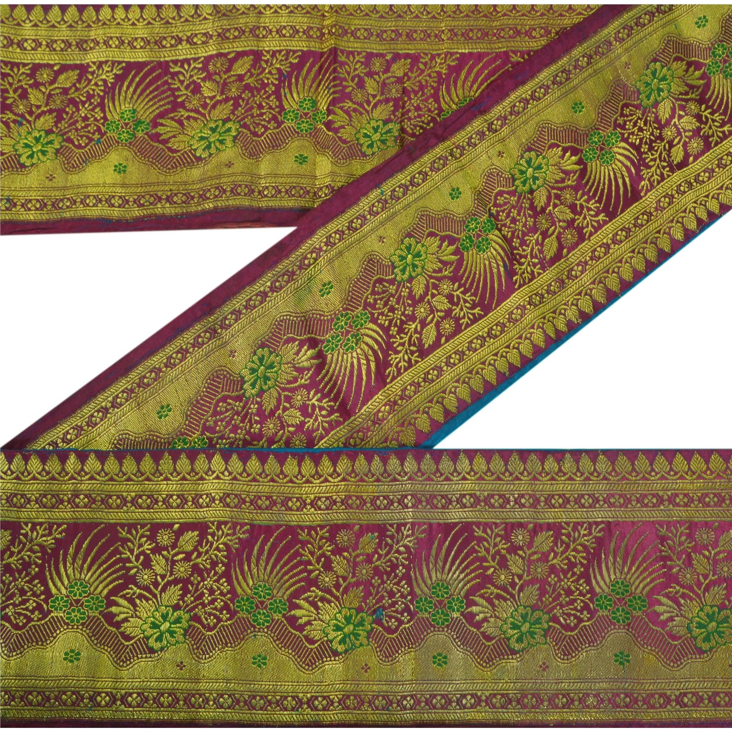 Sanskriti Vintage 1 YD Trim Sari Border Antique Woven Brocade Craft Sewing Lace