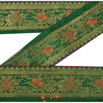 Sanskriti Vintage 1 YD Trim Sari Border Woven Brocade Craft Sewing Green Lace