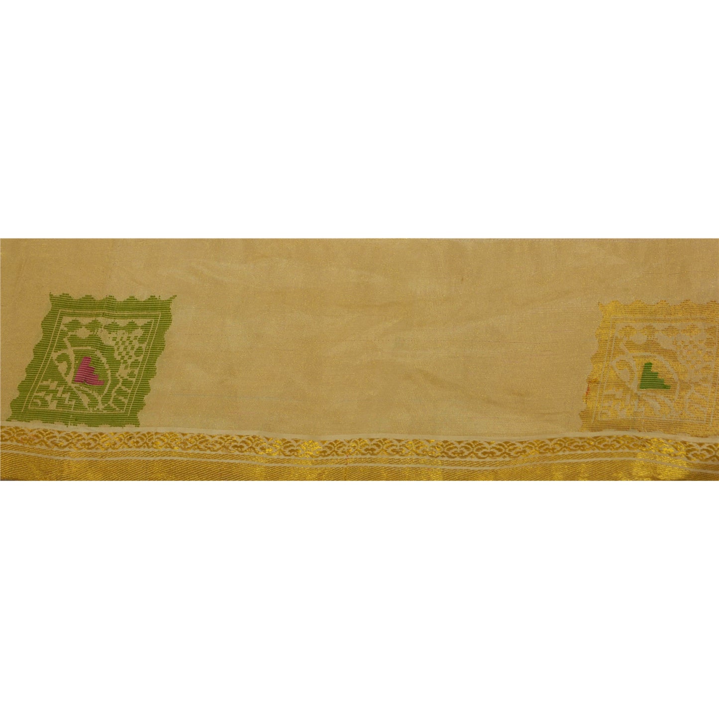 Sanskriti Vintage 1 YD Sari Border Antique Woven Trim Sewing Cream Craft Lace