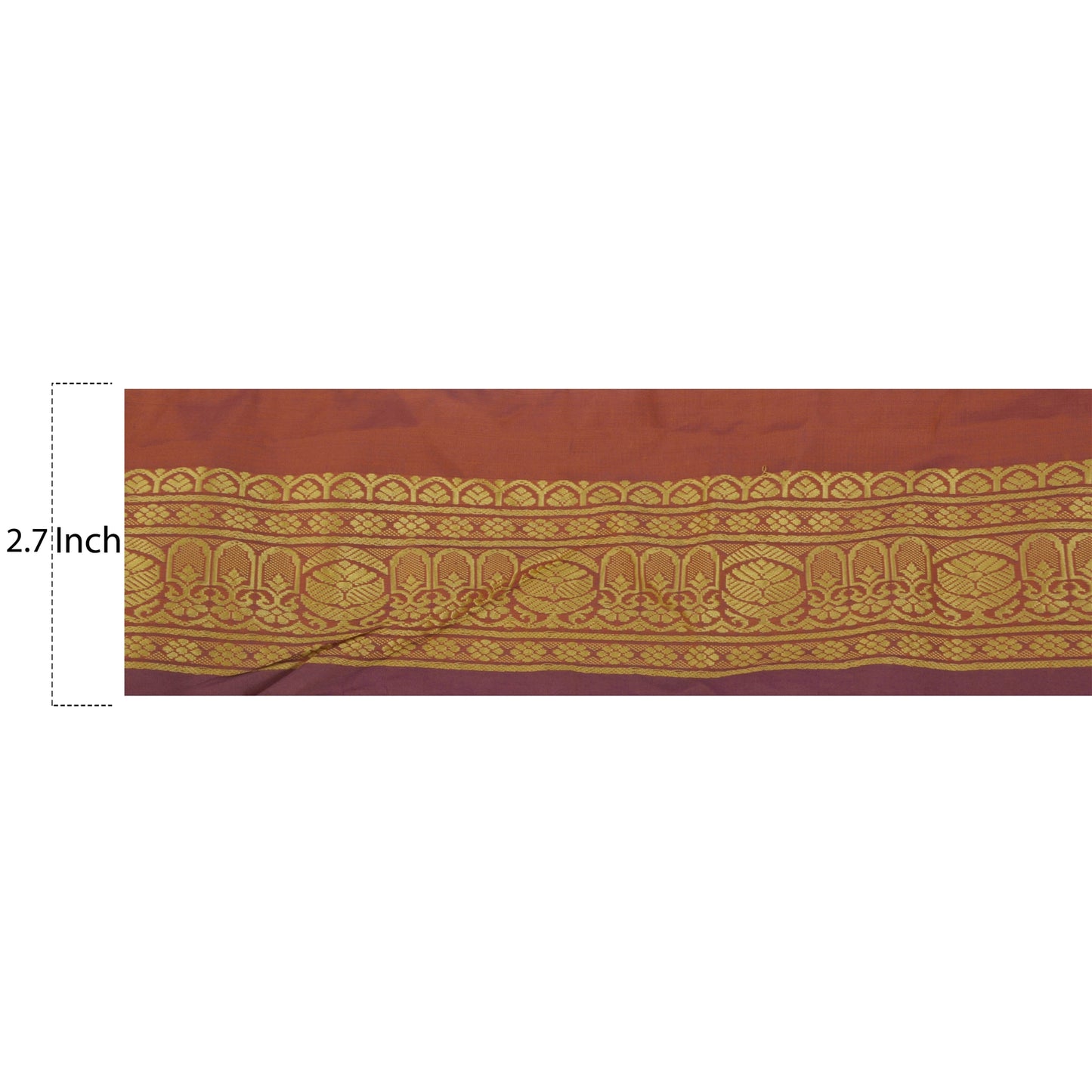 Sanskriti Vintage 1 YD Sari Border Antique Woven Trim Sewing Peach Craft Lace