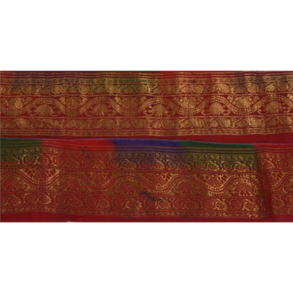 Sanskriti Vintage Red Sari Border Woven Brocade 1 Yard Craft Trim Sewing Lace