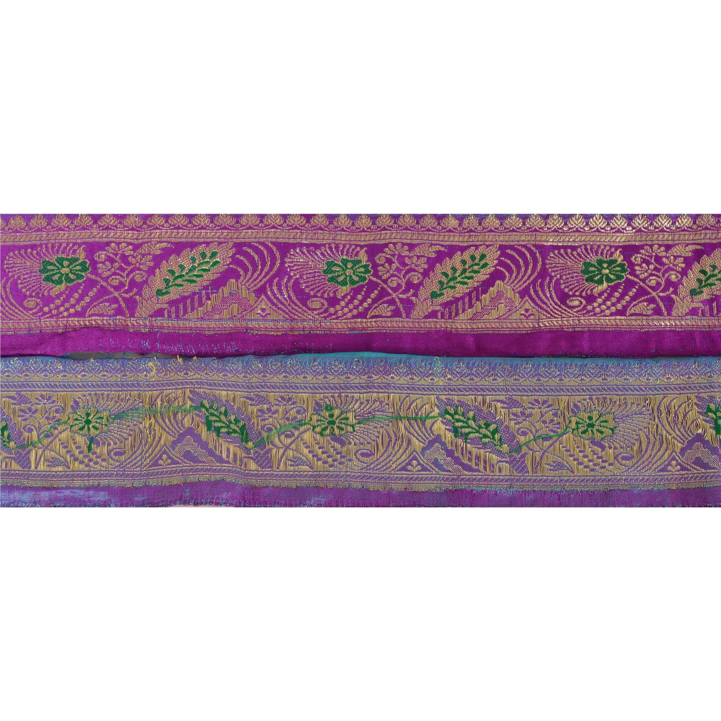 Sanskriti Vintage Purple Sari Border Woven Brocade 1 Yard Craft Trim Sewing Lace