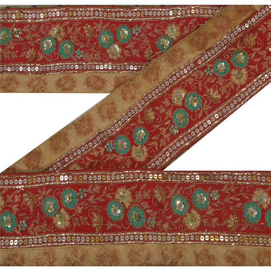 Sanskriti Vintage Sari Border Hand Beaded 1 YD Craft Trim Sewing Decor Lace