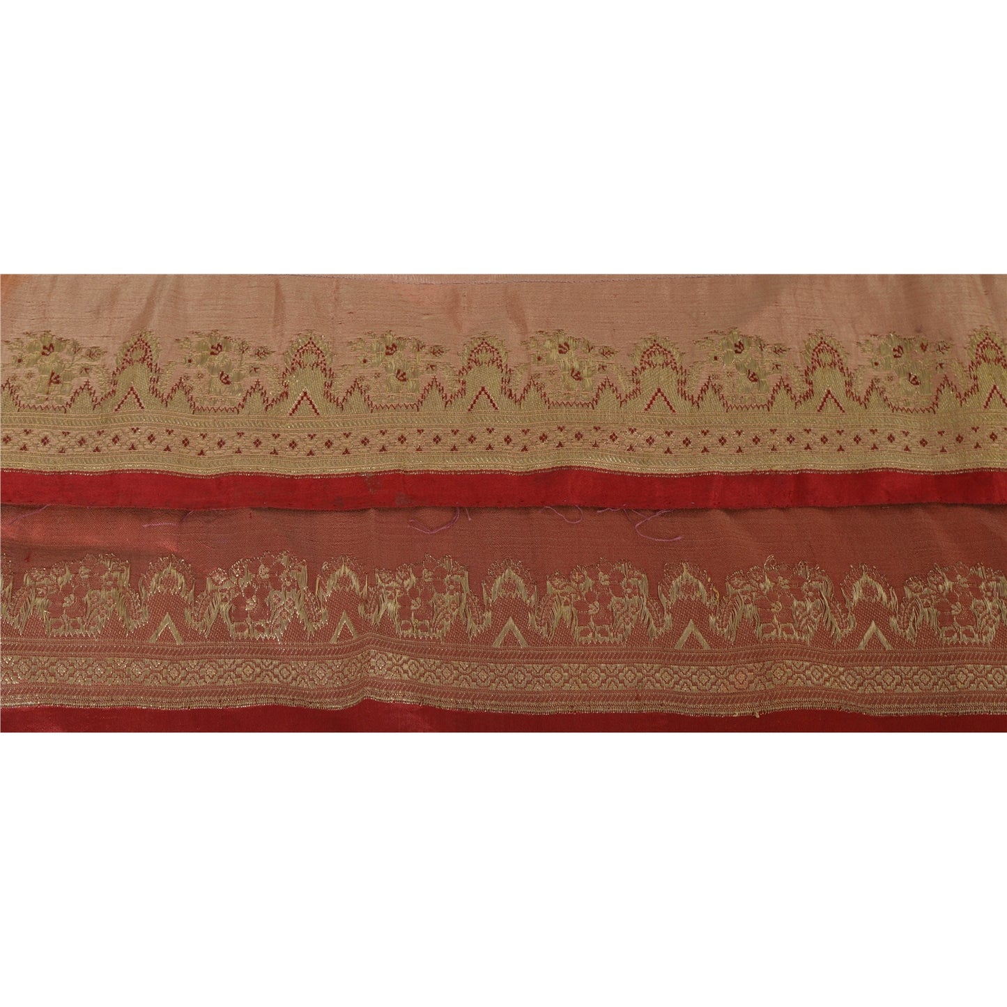 Sanskriti Vintage 1 YD Trim Pure Silk Sari Border Woven Brocade Craft Sewing Lace