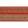 Sanskriti Vintage Red Sari Border Woven Brocade 1 Yard Craft Trims Sewing Lace