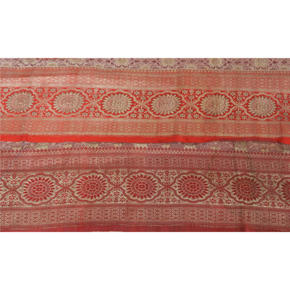 Sanskriti Vintage Red Sari Border Brocade Craft Trim Sewing 1 Yard Zari Lace