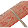 Sanskriti Vintage Red Sari Border Brocade Craft Trim Sewing 1 Yard Zari Lace