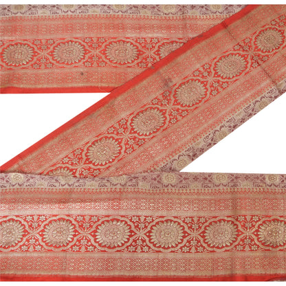 Sanskriti Vintage Red Sari Border Brocade Craft Trim Sewing 1 Yard Zari Lace